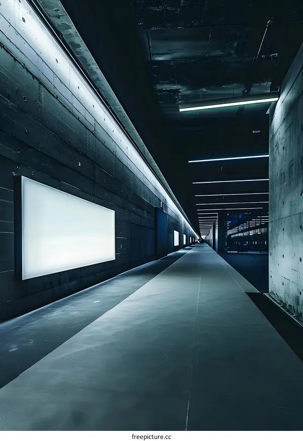 Concrete Corridor With White Light