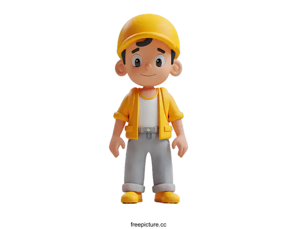 [Transparent Background PNG]3D rendering of a cute cartoon boy