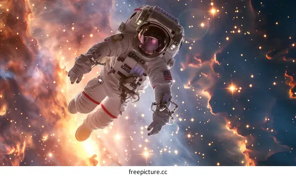Astronaut in Spacesuit Explores the Depths of Space
