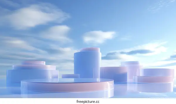 Abstract Light Blue and Pink Geometric Product Display