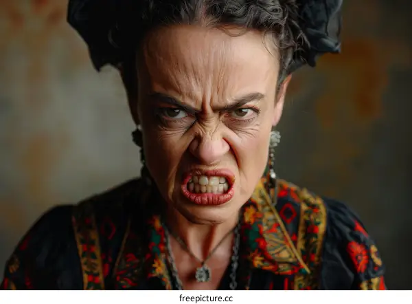 Angry Woman Portrait Close-up