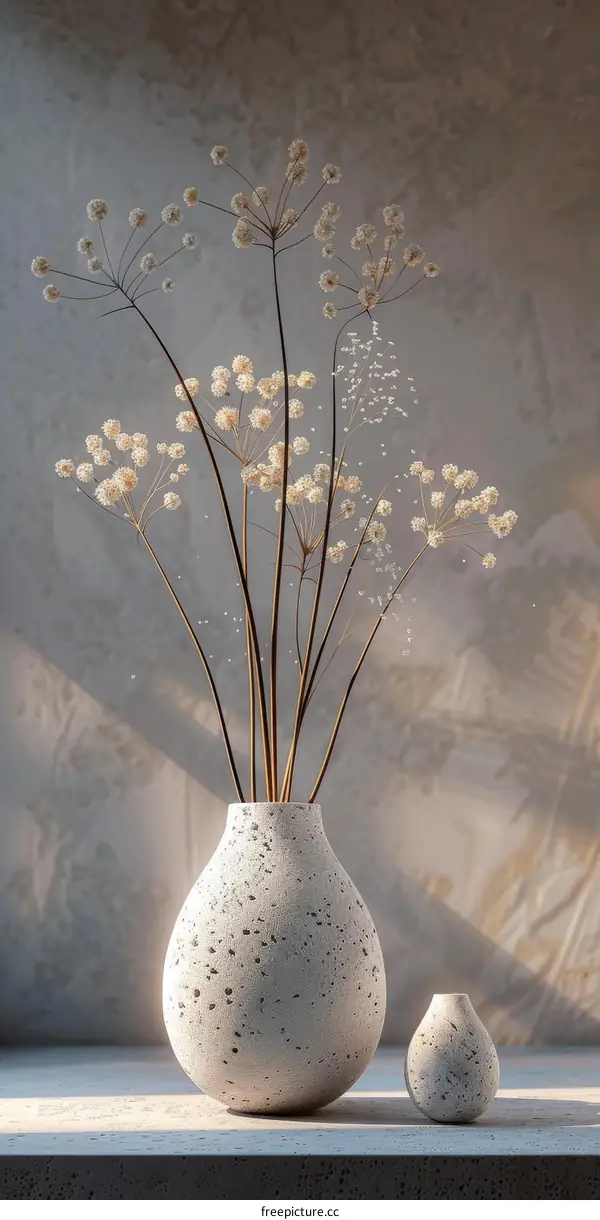 Modern Minimalist Dried Flower Arrangement in Vase