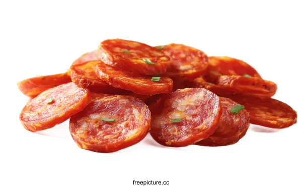[Transparent Background PNG]Sliced Chorizo Pieces Close-up