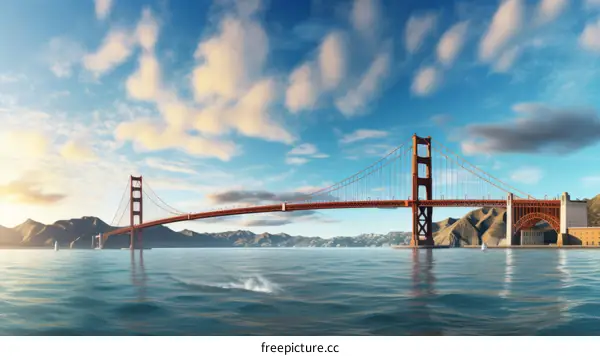 Golden Gate Bridge in San Francisco California at Sunset with Sailboats in the Bay