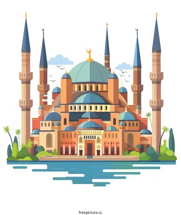 Blue Mosque Istanbul Turkey Illustration