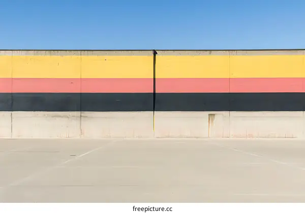 Concrete Wall With Colorful Horizontal Stripes