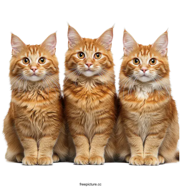 [Transparent Background PNG]Three Adorable Orange Tabby Cats