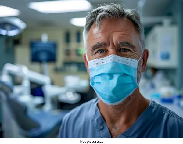 Portrait of a male dentist wearing a surgical mask