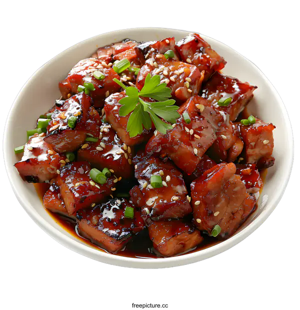 [Transparent Background PNG]A bowl of delicious looking char Siu