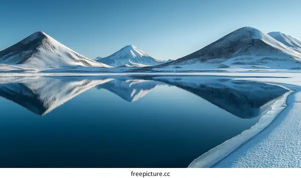 Majestic Mountains Reflecting on a Calm Winter Lake