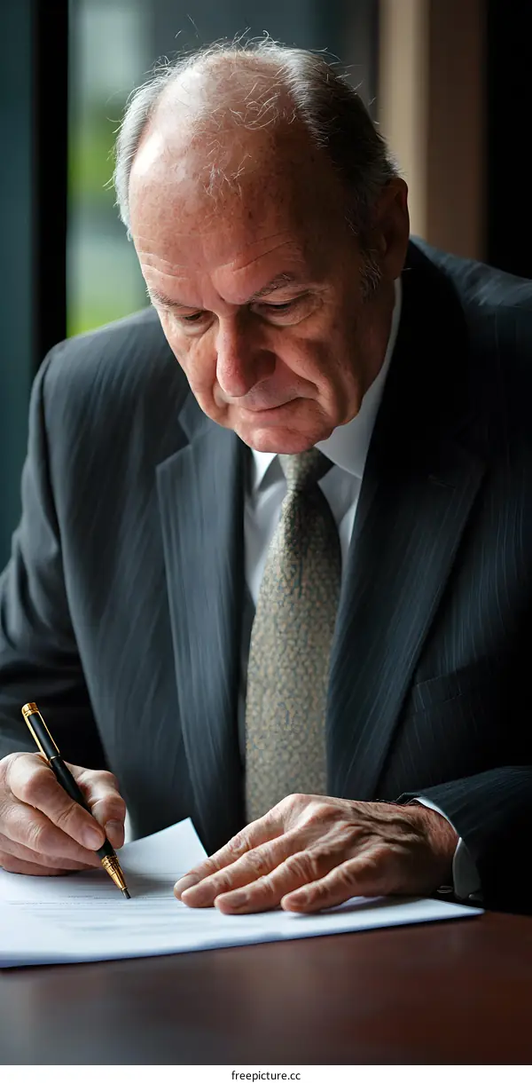 Businessman signing a contract with a pen