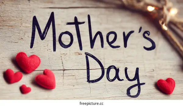 Mothers Day Celebration on Wooden Surface