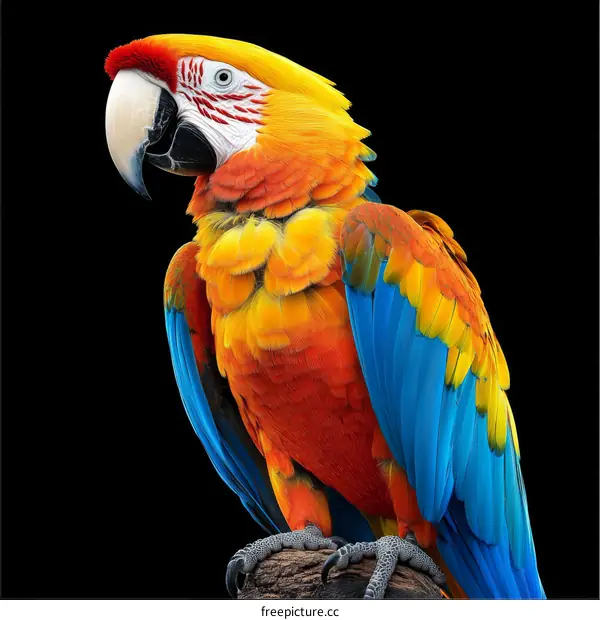 Colorful Macaw Portrait on Black Background