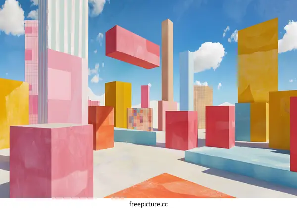 Colorful Abstract Building Illustration