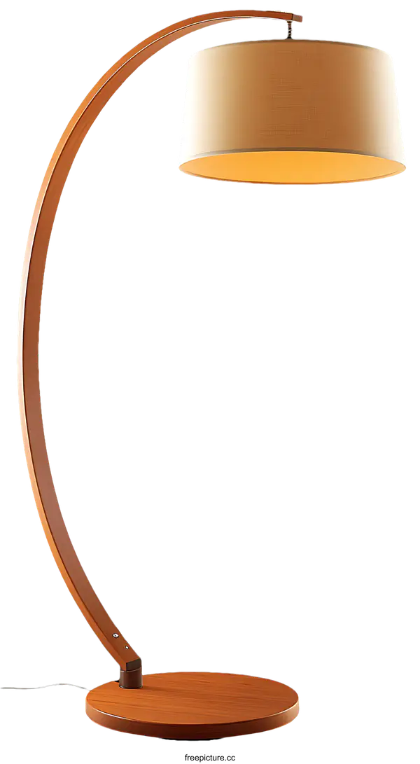 [Transparent Background PNG]Modern Wooden Floor Lamp with Beige Shade