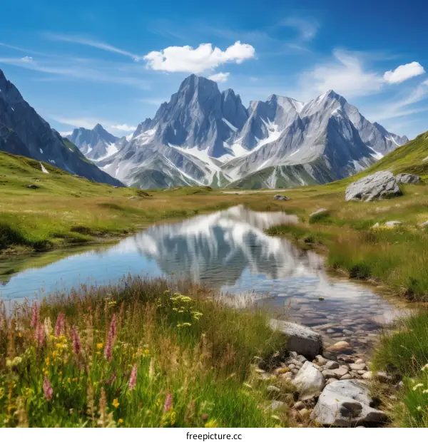 Majestic Mountain Landscape with River and Forest