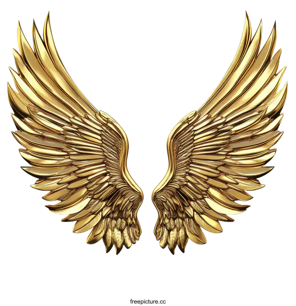 [Transparent Background PNG]Pair of Golden Angel Wings Illustration