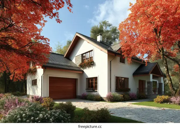 Autumn House Exterior Illustration