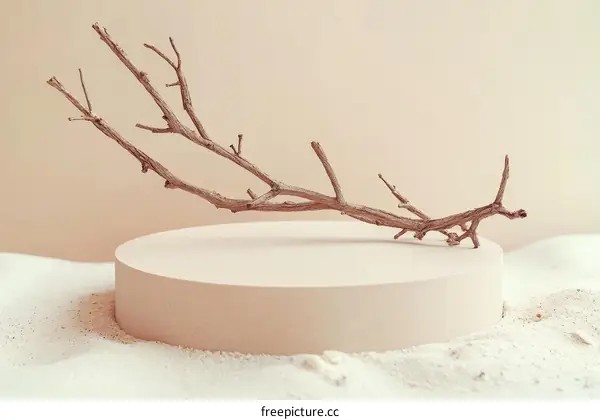 Minimalist Natural Aesthetic Display Stand with Dried Branch