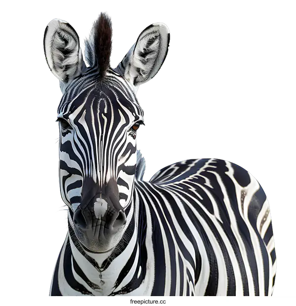 [Transparent Background PNG]Zebra portrait on white background