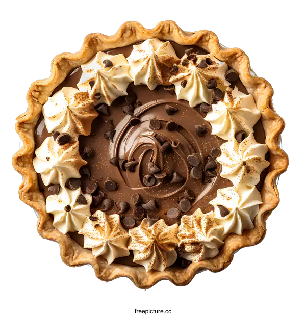[Transparent Background PNG]Delicious Chocolate Pie Topped With Whipped Cream