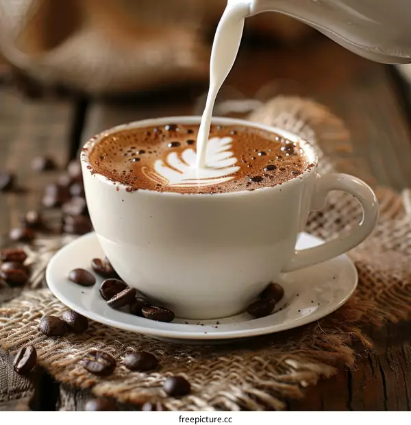 Cappuccino with beautiful latte art