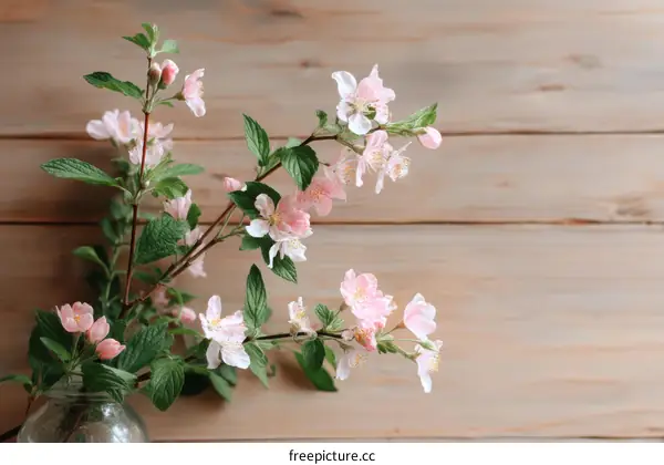 Spring Blossoms on Wooden Background