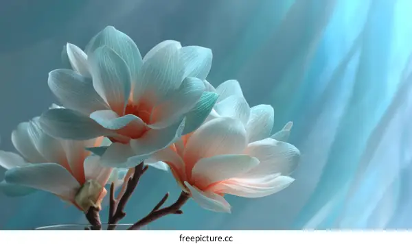 Delicate Pastel Magnolia Blossoms in Soft Light