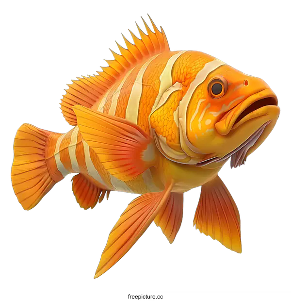 [Transparent Background PNG]Orange Fish on White Background