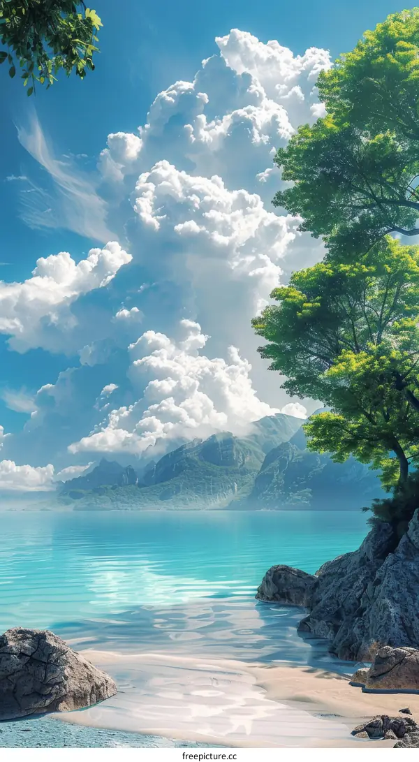 Beautiful Summer Seaside Landscape Illustration