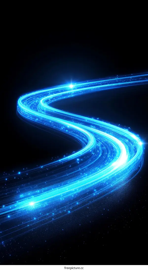Abstract Blue Light Trails Background Design