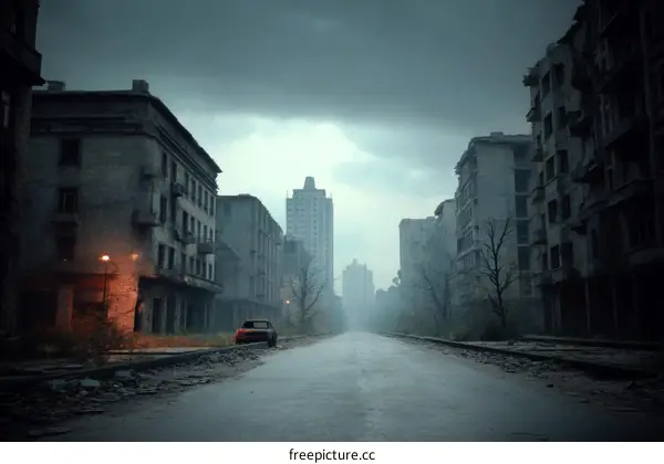 Deserted Cityscape After the Apocalypse