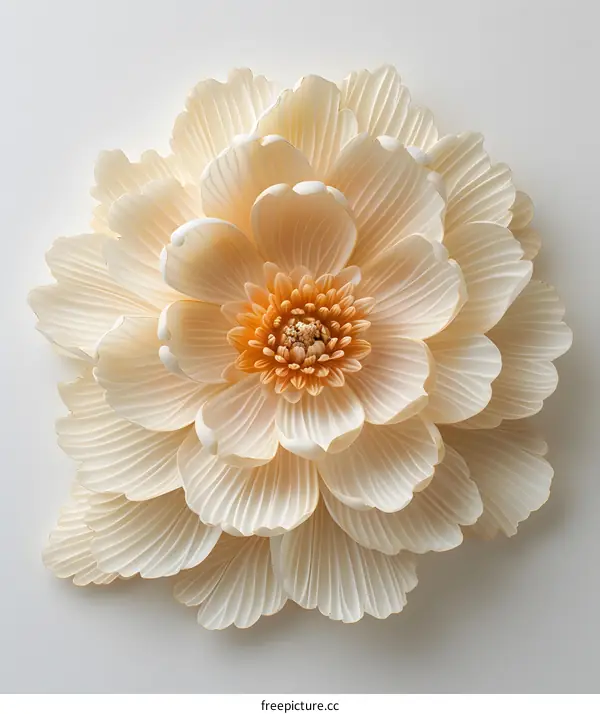 Close Up of White Paper Flower on White Background
