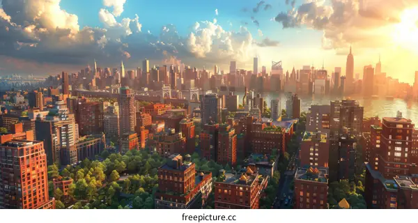 New York City Skyline at Sunset