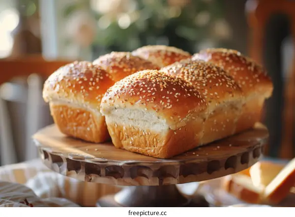 Loaf of bread on a wooden table