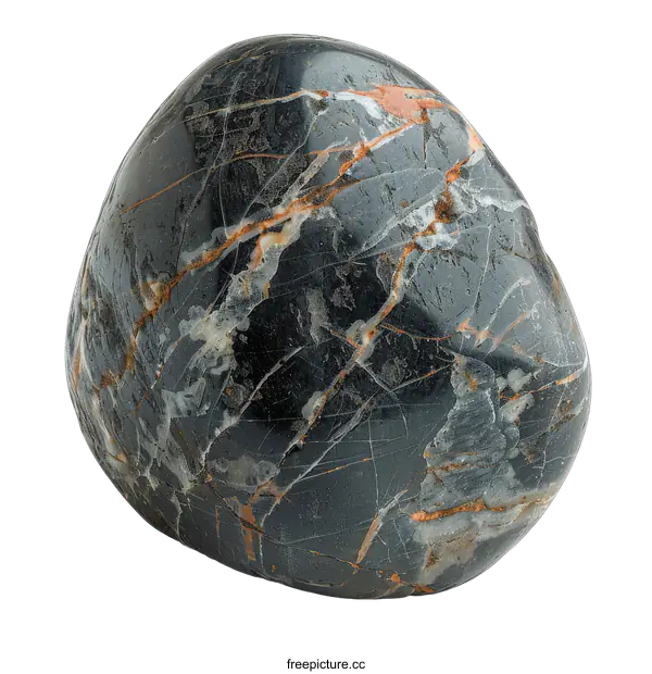 [Transparent Background PNG]A smooth round stone with red and white veins