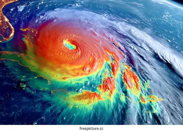 Satellite View of a Powerful Hurricane over the Earth