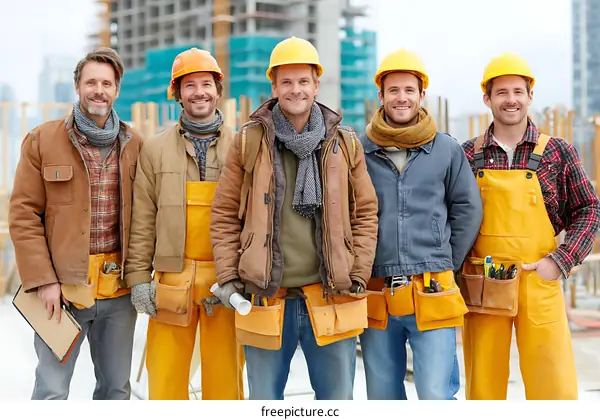 Construction Workers Teamwork on a Construction Site