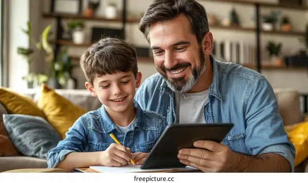 Father and Son Enjoying Quality Time Together