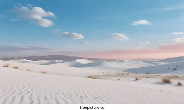 Vast White Sand Dunes Under Clear Blue Sky at Sunset