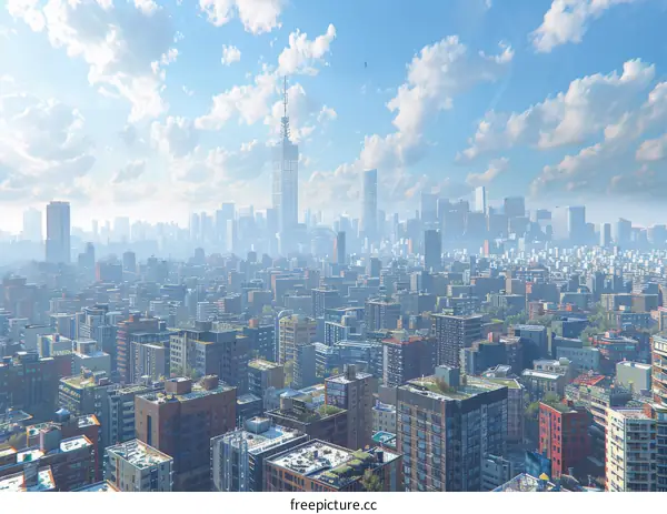 Aerial View of a Futuristic Cityscape