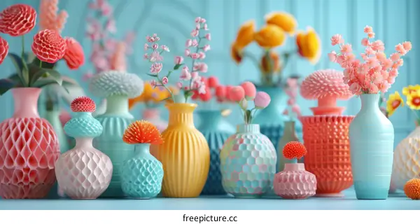 Colorful Floral Decorated Vases