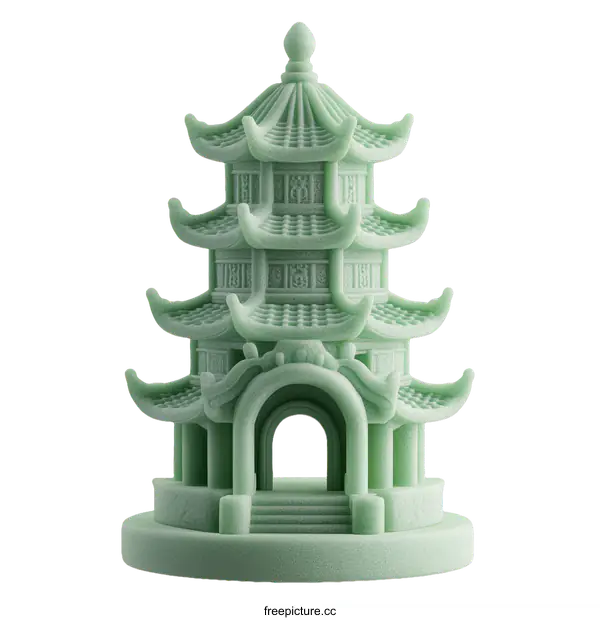 [Transparent Background PNG]Green Chinese Pagoda Illustration