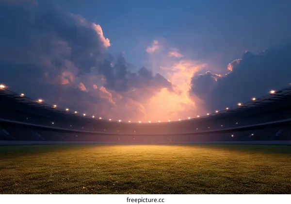 Empty Stadium at Sunset