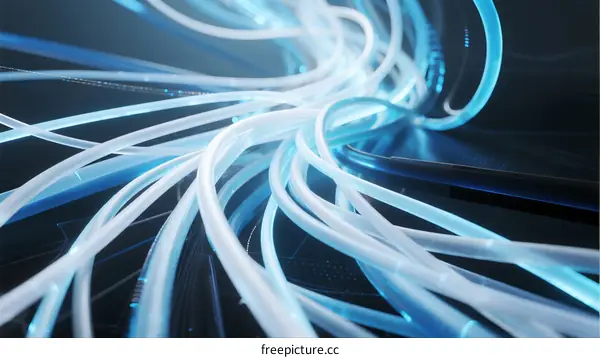 Optical Fiber Cables with Bright Blue Light for Data Transmission