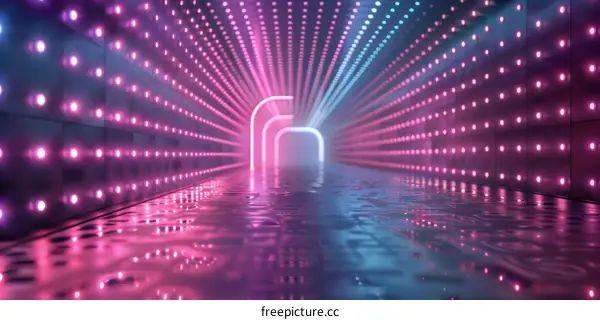 Pink and Blue Neon Lights in a Dark Corridor