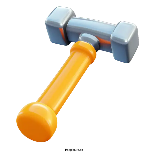 [Transparent Background PNG]Cartoon Hammer Illustration with Orange Handle