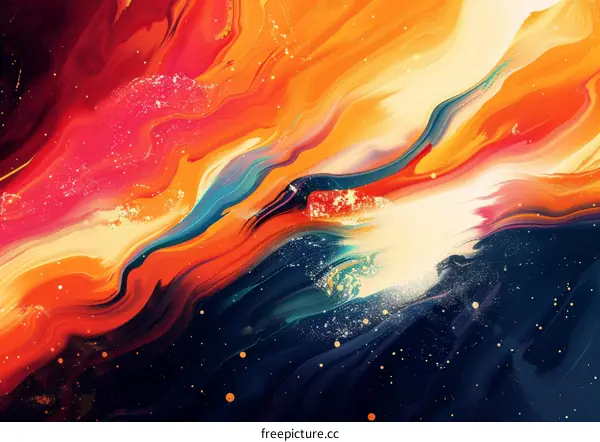 Abstract Colorful Flowing Paint Art