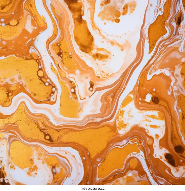 Golden and white fluid painting abstract background