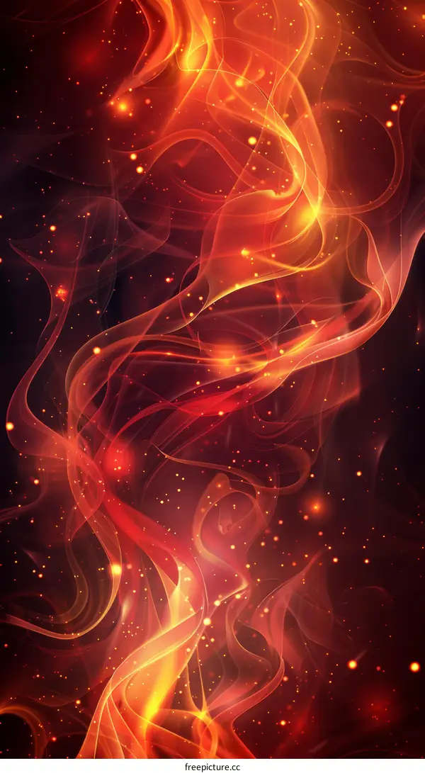 Abstract Fire Flames in Red and Yellow on a Black Background